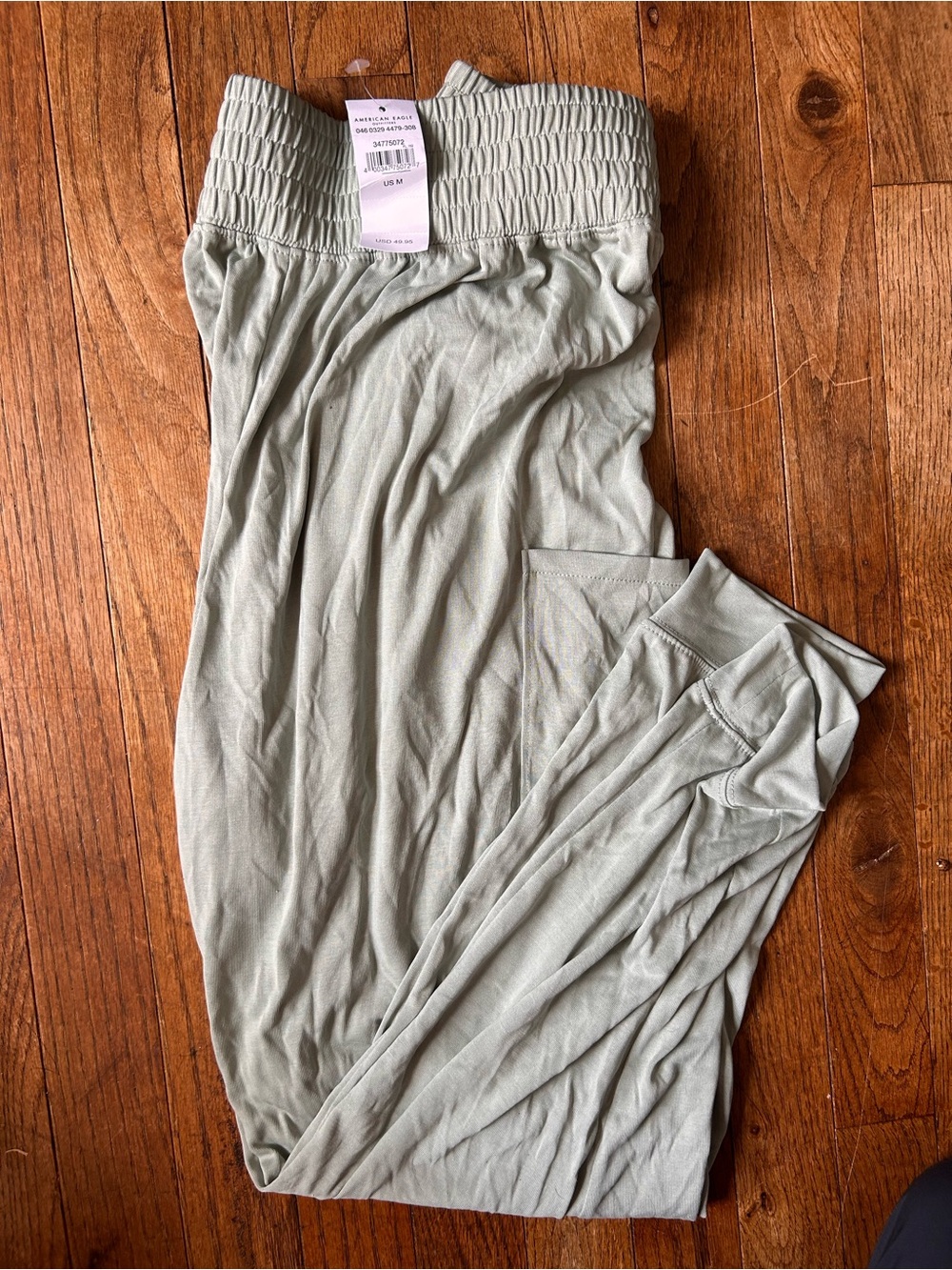 American Eagle Outfitters Sage Green Smocked Waist Lounge Pants